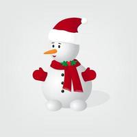 Snowman with a red hat and Christmas mittens vector