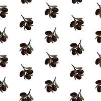 Seamless olive pattern on white background vector