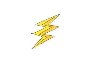 Single continuous line drawing of light thunder bolt logo label. Power up energy strike for electrical company logotype icon concept. Modern one line draw graphic design vector illustration