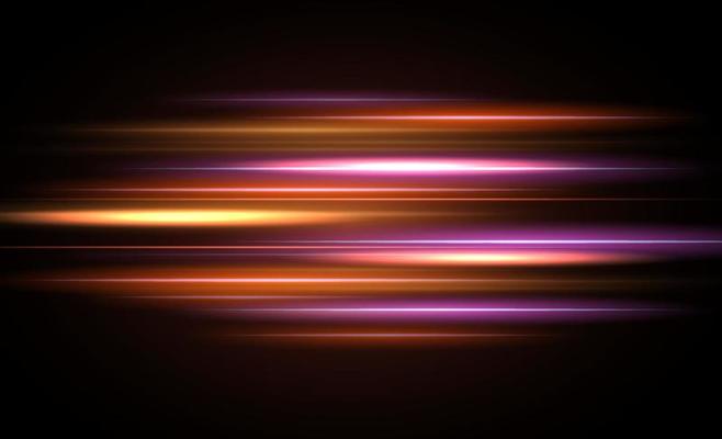 Modern abstract high speed light effect. Technology futuristic dynamic motion. Glow of bright lines of transport vehicle drive on road highway. Vector illustration