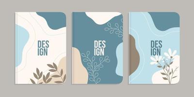 conjunto de libro cubrir modelo con mano dibujado floral decoraciones resumen boho botánico antecedentes. Talla a4 para cuadernos, invitación, tarjeta, planificadores, folletos, libros, catálogos vector