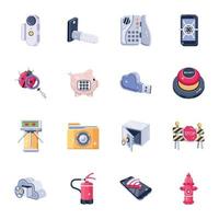 Bundle of Security Alert 2D Icons vector