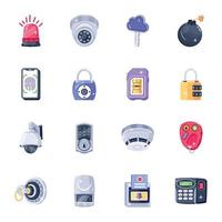 Collection of Security Devices 2D Icons vector