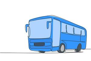 Continuous one line drawing express buses that serve inter-city passenger trips between provinces and can also be used by tourists. Public vehicle. Single line draw design vector graphic illustration.