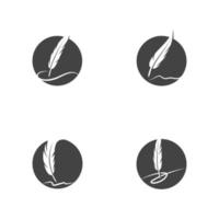 Feather pen Logo template Vector illustration