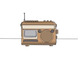 dibujo de línea continua única de cinta de radio analógica anticuada retro. concepto clásico de tecnología de audio vintage. Reproductor de música de una línea dibujar diseño gráfico de ilustración vectorial vector