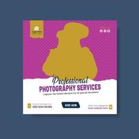 Photography services social media post template and web banner vector