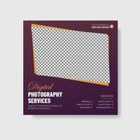 Photography services social media post template and web banner vector