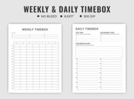 semanal y diario hora caja o calendario planificador vector