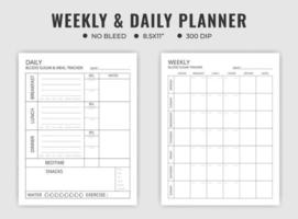 Weekly and daily planner logbook template vector