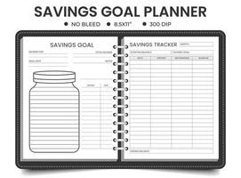 Savings goal or savings jar planner logbook template vector