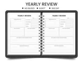 Yearly review planner logbook or notebook vector