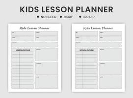 kids' lesson planner logbook and notepad vector
