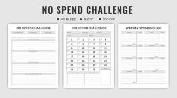No spend challenge tracker or planner logbook vector