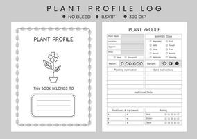 planta diario cuaderno o cuaderno planificador, planta perfil, jardinería diario. vector