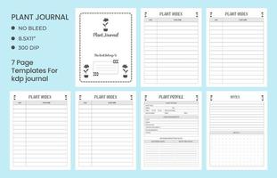 planta diario cuaderno o cuaderno planificador, planta perfil, jardinería diario. vector