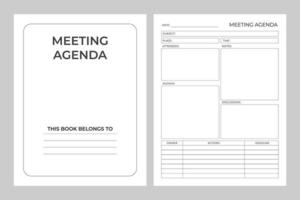 Meeting agenda log vector design template