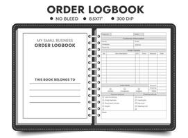 Business Order Logbook, Custom Order Form, Order Tracker, Printable Order Form Page vector