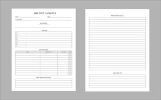 Meeting minutes log vector design template