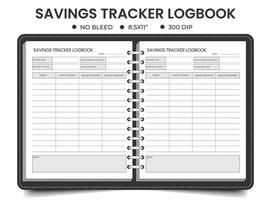 Savings tracker logbook or notebook planner template vector