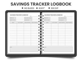 Savings tracker logbook or notebook planner template vector