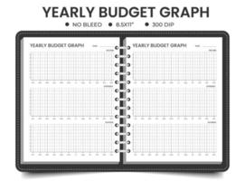 Yearly budget graph planner or notebook log vector