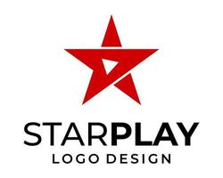 estrella y vídeo jugar icono logo diseño. vector