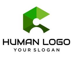 C letter monogram human logo design. vector