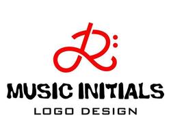 R letter monogram music industry logo design. vector