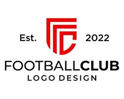 Letter F C monogram emblem football team logo design. vector