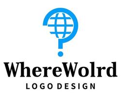 Geometric logo design about earth and questions. vector