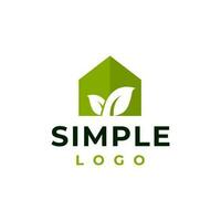 logo green house leaf  green template vector