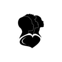 illustration silhouette of black people love vector