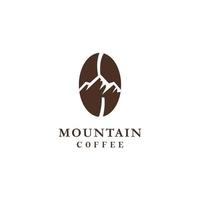 Coffee Bean Mountain Logo Design Vector