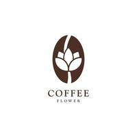 Coffee bean flower roses logo vector icon illustration