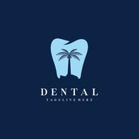 dental clínica con palma árbol logo diseño ivon vector