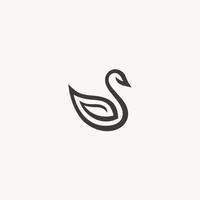 cisne sencillo minimalista elegante línea estilo logo icono diseño modelo plano vector