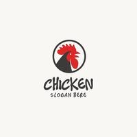 Rooster chicken head circle logo design icon vector