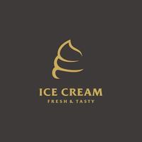 moderno minimalista hielo crema línea Arte logo diseño vector icono oro color