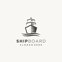 Front ship boat cargo export import cruiser minimalist logo design icon template vector