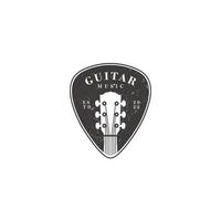 guitarra recoger emblema para música banda o guitarrista logo etiqueta logo diseño vector