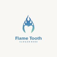 Fire flame tooth for dental dentist logo design icon vector