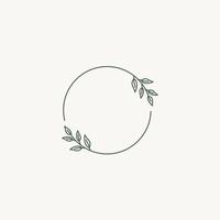 Vector floral logo template in elegant and minimal style with gold color on grey background illustration. Circle frames logos. For badges, labels, logotypes and branding business identity.