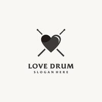 Drum stick heart love logo design symbol icon graphic vector