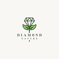 Green Leaf Diamond logo design icon vector