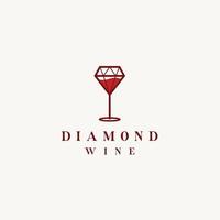 Wine glass with diamond cafe bar logo design icon vector