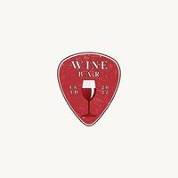 Music bar vintage logo design combination pick and wine glass vector