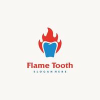 Fire flame tooth for dental dentist logo design icon vector