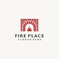 oven wood fire brick rustic logo design icon vector