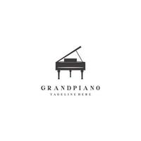 Grand piano logo design template design in line art style vector
